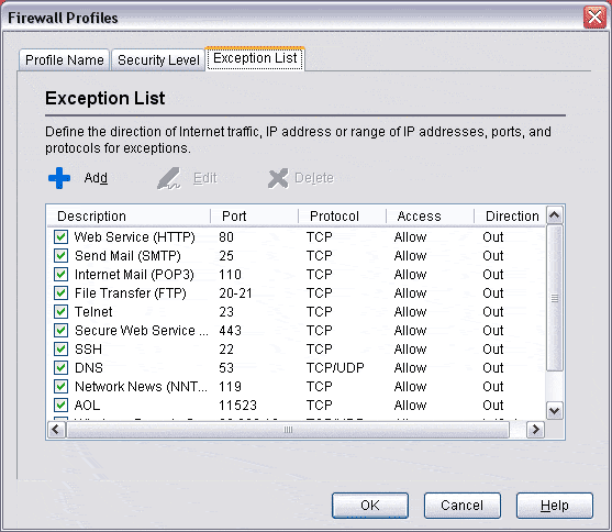 Exception List