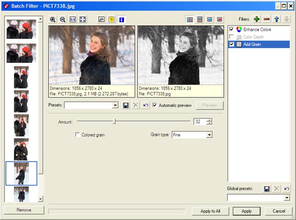 Применение группы фильтров в пакетном режиме в Zoner Photo Studio