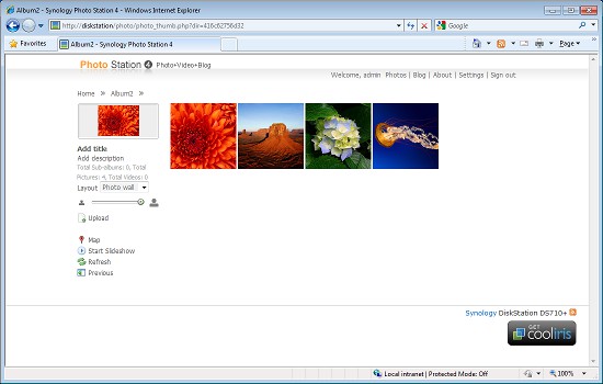 Synology DS710+, сервис &laquo;Photo Station&raquo;