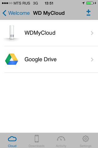 Утилита WD My Cloud в iOS