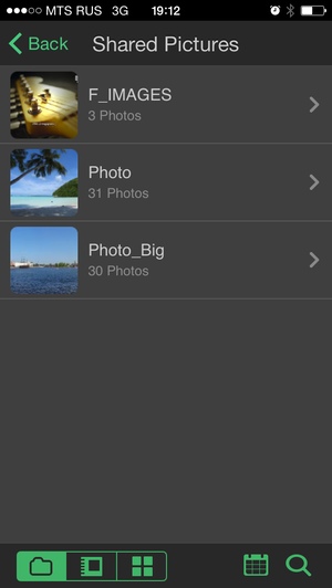Интерфейс программы WD Photos для iOS