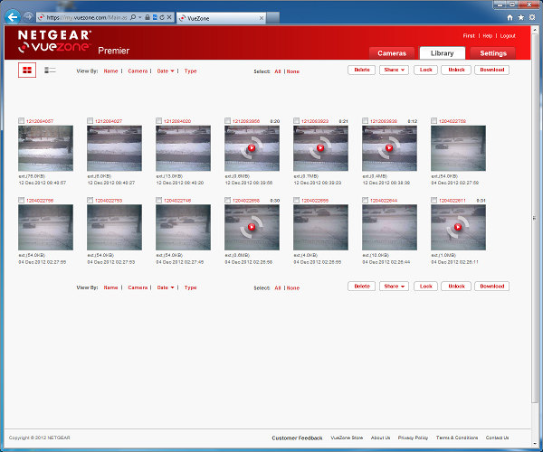 Web-интерфейс сервиса Netgear VueZone