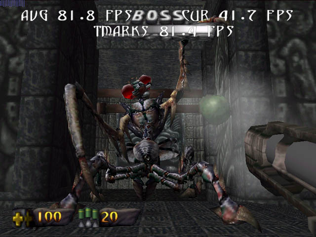 Savage3D running Turok time demo at 800x600 with VSynch off